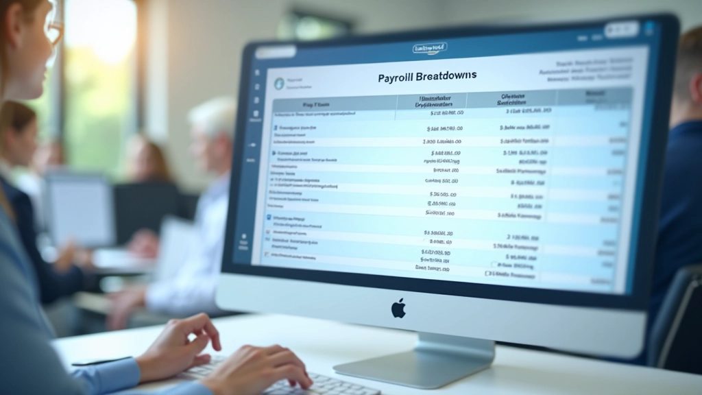 Abzugsrechnung mit Steuern und Sozialversicherungen auf einem modernen Monitor